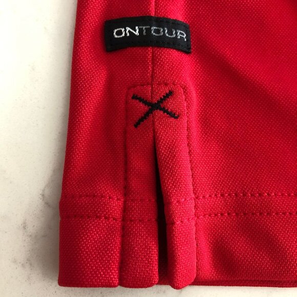 ONTOUR Athletic Short Sleeve 2 Button Pull On Poly Golf Polo Shirt Red Sz S NWOT - Picture 8 of 11